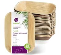 GoBeTree Bol Rectangulaires en Feuille de Palmier 19x14 cm, écologiques, résistants et élégants pour barbecues, pique-niques, anniversaires et événements. Alternative parfaite au bambou