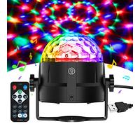 Gobikey Boule Disco de Commande Vocale, 360° Rotative Boule à Facette Couleurs,3 Modes de Musique Jeux de Lumiere avec USB 4M Télécommande et Câble, boule a facette Lumiere Disco pour Fête/Noël/DJ