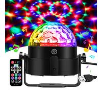 Gobikey Boule Disco de Commande Vocale, 360° Rotative Boule à Facette Couleurs,3 Modes de Musique Jeux de Lumiere avec USB 4M Télécommande et Câble, boule a facette Lumiere Disco pour Fête/Noël/DJ