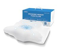 Gobikey Oreiller Cervical Orthopédique en Mousse à Mémoire de Forme, Oreiller Cervical Ergonomique 2 en 1 pour Dormir sur Le Côté, Housse Amovible et Lavable, 62 x 39 x 11/13 cm, Blanc