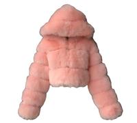 GOBIWM Manteau chaud en fausse fourrure pour femme - Automne et hiver - Avec fermeture éclair - Veste épaisse, rose, L