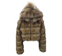 GOBIWM Manteau chaud en fausse fourrure pour femme - Automne et hiver - Avec fermeture éclair - Veste épaisse, Couleur 2, M