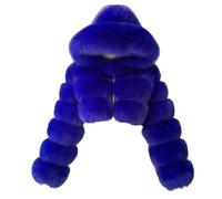 GOBIWM Manteau chaud en fausse fourrure pour femme - Automne et hiver - Avec fermeture éclair - Veste épaisse, bleu 2, 3XL