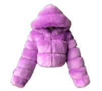 GOBIWM Manteau chaud en fausse fourrure pour femme - Automne et hiver - Avec fermeture éclair - Veste épaisse, violet, 4XL