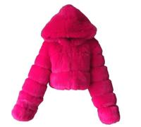 GOBIWM Manteau chaud en fausse fourrure pour femme - Automne et hiver - Avec fermeture éclair - Veste épaisse, Rose2., M