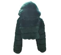 GOBIWM Manteau chaud en fausse fourrure pour femme - Automne et hiver - Avec fermeture éclair - Veste épaisse, vert foncé, 5XL