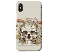 Goblincore Aesthetic Vintage Botanical Mushrooms Skull Coque pour iPhone X/XS