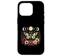 Goblincore Moth and Butterfly Moon Phases Flowers Cottagecore Coque pour iPhone 16 Pro