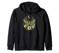 Goblincore Moth and Butterfly Moonphases Fleurs Cottagecore Sweat à Capuche