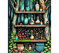 GoblinCore Study Series - The Alchemist’s Shelf Composition Notebook: Quad Ruled (Graph Paper), 200 Pages, Classic 7.5" x 9.25" Size - Potion Shelf & ... Label Spine, Cottagecore Fantasy Aesthetic