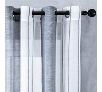 GOBOFO Rideau de fenêtre à rayures semi-transparentes, rideaux en tulle, rideaux semi-voilages pour chambre à coucher, cuisine, salon, balcon, décoration de maison, pour fenêtres, gris, 240 x 240 cm