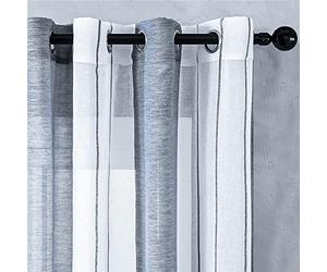 GOBOFO Rideau de fenêtre à rayures semi-transparentes, rideaux en tulle, rideaux semi-voilages pour chambre à coucher, cuisine, salon, balcon, décoration de maison, pour fenêtres, gris, 240 x 240 cm