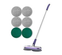 GOBOT Balai électrique pour Le Nettoyage des sols, Balai électrique à Double Rotation, Balai électrique sans Fil pour récureur de sols en Bois Dur et carrelage, 4 tampons en Fibre 2 tampons de Lavage