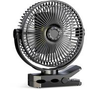 GOBRILLFUN Ventilateur à pince rechargeable de 8,2 pouces avec batterie de 12 000 mAh - 4 vitesses, aromathérapie, chargement USB pour bureau, maison et camping (sans télécommande ni lumière)