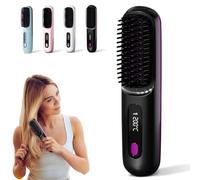 Gobrush Pro - Numoya Portable Straightener Brush, Numoya Go Brush Pro, Rechargeable Portable Hair Straightener Brush, Fast Heating Cordless Mini Hair Straightener Brush (Black)