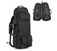 GOBUROS Sac à Dos Tactique pour Fusil Convient aux Fusils de 71 CM, Sac à Fusil Souple avec 3 Porte-Revues, Fermeture à Glissière Verrouillable, Système Molle et Bretelles Rembourrées, Noir