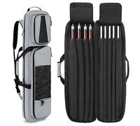 GOBUROUS Sac de Queue de Billard avec De Grandes Poches Aavnt, Sac de Bâtons de Billard Peut en Contenir 4 Parties Avant et 5 Parties Arrières, La Bandoulière Rembourrée Facilitent Le Transport, Gris