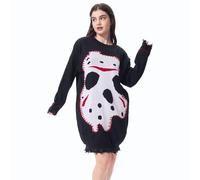 GOBWCOT Jason - Costume pour femme - Pull tueur effrayant du film d'horreur - Costume du vendredi - Déguisement d'Halloween et de costumade (noir, L/XL)