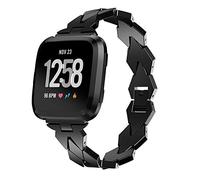 GOBY Bracelet Compatible avec Fitbit Versa 2 pour Femme,Bijoux Bracelet en Métal de Remplacement pour Montre Intelligente (NOIR)
