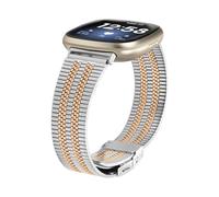 GOBY Bracelet pour Fitbit Versa 3/Fitbit Versa 4, Métal Acier Maille Bracelet de Rechange de à Libération Rapide pou Sense 1/2 pour Femmes Hommes (ARGENT OR)
