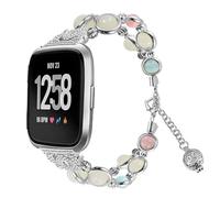 GOBY Compatible avec Fitbit Versa 2 Bracelet pour Femme,Cristal Glitter Diamants Strass Bijoux Bracelet en Métal de Remplacement pour Fitbit Versa 2/1/Lite Montre Intelligente (ARGENT)