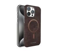 GOBY Coque Compatible avec iPhone 16 Pro Max - Cuir Véritable Compatible MagSafe, Etui Mince Pare-Chocs (Marron)