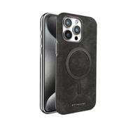 GOBY Coque Compatible avec iPhone 16 Pro Max - Cuir Véritable Compatible MagSafe, Etui Mince Pare-Chocs (Noir)