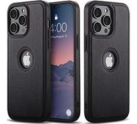 GOBY Coque en Cuir PU pour iPhone 14 Pro 5G, Rétro en Cuir PU de Luxe, Poignée Antidérapante Souple Pare-Chocs Flexible Antichoc Housse de Protection Complète pour iPhone 14 Pro (Noir)