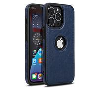 GOBY Coque en Cuir PU pour iPhone 14 Pro Max, Rétro en Cuir PU de Luxe, Poignée Antidérapante Souple Pare-Chocs Flexible Antichoc Housse de Protection Complète pour iPhone 14 Pro Max 2022 (Bleu)