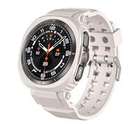 GOBY Rugged Armor Coque avec Bracelet Compatible avec Samsung Galaxy Watch 7 Ultra 47mm (2024) (Blanc de riz)