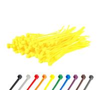 Gocableties - Collier de Serrage en Nylon - 100 mm x 2,5 mm - Jaune - Attache Câble Petit Format - Serre-Câbles - Lot de 100 Pièces