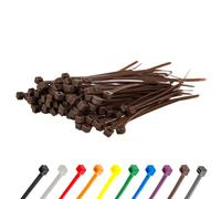 Gocableties - Collier de Serrage en Nylon - 150 mm x 3,6 mm - Marron - Attache Câble Petit Format - Serre-Câbles - Lot de 100 Pièces