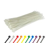 Gocableties - Collier de Serrage en Nylon - 200 mm x 2,5 mm - Blanc - Attache Câble Résistant aux UV - Serre-Câbles - Lot de 100 Pièces