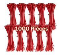 Gocableties - Collier de Serrage en Nylon - 200 mm x 4,8 mm - Rouge - Attache Câble Résistant aux UV - Serre-Câbles - Lot de 1,000 Pièces