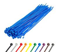 Gocableties - Collier de Serrage en Nylon - 300 mm x 4,8 mm - Bleu - Attache Câble Résistant aux UV - Serre-Câbles - Lot de 100 Pièces