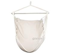 GOCAN Chaise hamac Grande balançoire hamac, Charge 110 X 150cm 150 kg, Chaise Suspendue en Coton Barre d'écartement en Bois Dur Chaise Large pivotante (Beige)
