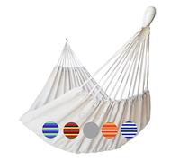 GOCAN Hamac brésilien double en coton pour 2 personnes - Charge de 330 x 150 cm - 226,8 kg - Pour terrasse, porche, jardin, cour, extérieur et intérieur (beige)
