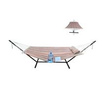 GOCAN Hamac double en tissu matelassé qui ne se retournera pas avec support et barres d'écartement, plus sûr et plus robuste, hamacs de qualité pour extérieur, intérieur, patio, cour