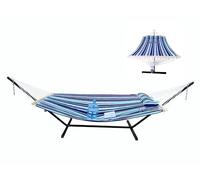 GOCAN Hamac double en tissu matelassé qui ne se retournera pas avec support et barres d'écartement, plus sûr et plus robuste, hamacs de qualité pour extérieur, intérieur, patio, cour - Bleu