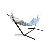 GOCAN Hamac double pour 2 personnes, 220 x 150 cm, avec support en acier et barre d'écartement amovible, charge de 226,8 kg, hamac en toile de coton pour terrasse, porche, jardin, cour, extérieur et