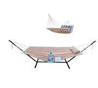 GOCAN Hamac en tissu matelassé avec support et barres d'écartement, plus sûr et stable, hamacs de qualité pour extérieur/intérieur, patio, cour, double face, bleu/rouge