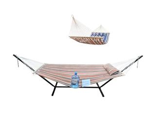 GOCAN Hamac en tissu matelassé avec support et barres d'écartement, plus sûr et stable, hamacs de qualité pour extérieur/intérieur, patio, cour, double face, bleu/rouge