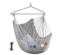 GOCAN Hamac - Grande balançoire - 110 x 150 cm - Charge maximale : 150 kg - En coton - Chaise en métal - Large siège - Gris