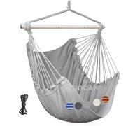 Gocan Hamac - Grande Balancoire - 110 X 150 Cm - Charge Maximale : 150 Kg - En Coton - Chaise En Metal - Large Siege - Gris Multicolore