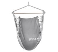 GOCAN Hamac Grande Balançoire, Charge 110 X 150cm 150 kg, Chaise Suspendue en Coton, Barre d'Écartement en Bois Dur, Pivotante (Gris)