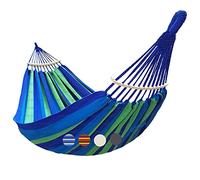 GOCAN Hamac pour 2 personnes, 220 x 160 cm, longueur totale : 330 cm, charge : 300 kg, en toile de coton, pour extérieur, jardin, intérieur, enfants, balcon, rouge, avec barre d'écartement amovible
