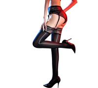 GOCBOBO Bas Jarretelles Femme Dentelle Porte-Jarretelles Sexy Huileux Brillant Soyeux Bas Nylon Pour Porte Jarretelle Noir