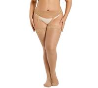 GOCBOBO Bas pour Porte-Jarretelles Femme Collant Jarretière en Dentelle Ultra-Mince et Sexy Beige