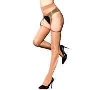 GOCBOBO Collant Porte Jarretelle Brillant Bas pour Porte-Jarretelles Femme Sexy Taille Haute 8 Den Marron