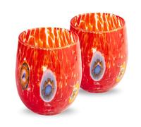 Gocce di Murano 2 Verres à Eau Traités Selon la Tradition des Artisans de Murano, Verre Soufflé et Traité à la Main 300 ml - Verres à Eau en Verre Arc-en-Ciel Pluie